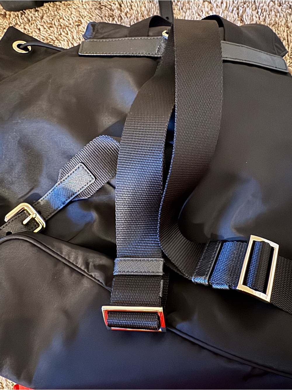 Prada Black Nylon Backpack with Front Pockets - Picture 7 of 10